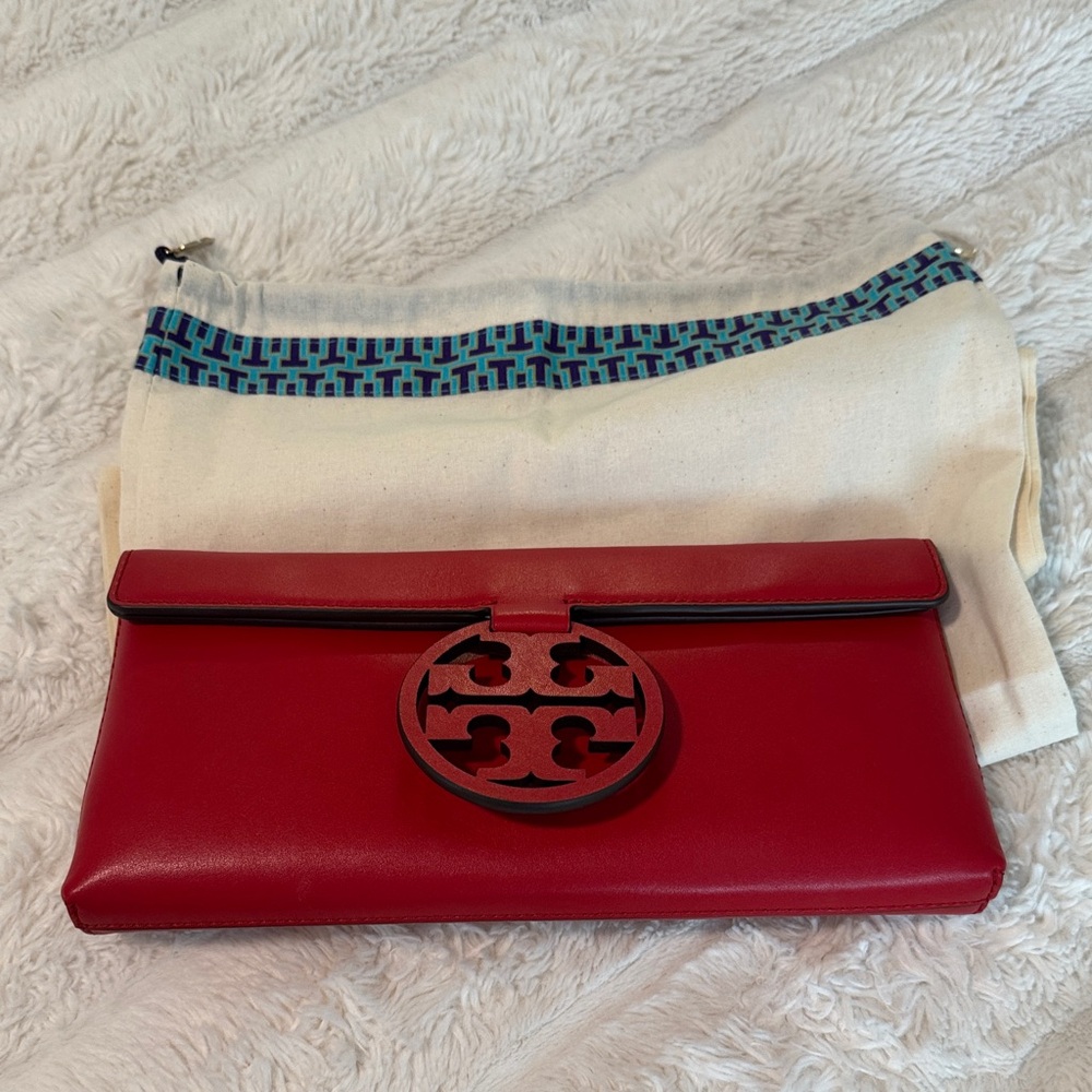 Tory Burch Red Leather Clutch